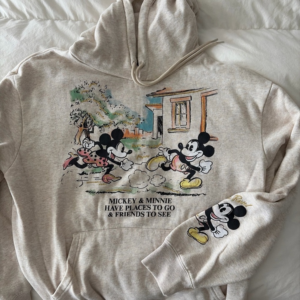 Disney Mickey House Women's Hoodie Sweatshirt Mickey & Minnie Places To Go Sz M